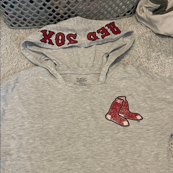 Mlb Genuine Merchandise Other - Gray Boston Red Sox Hooded Short Sleeve Tee